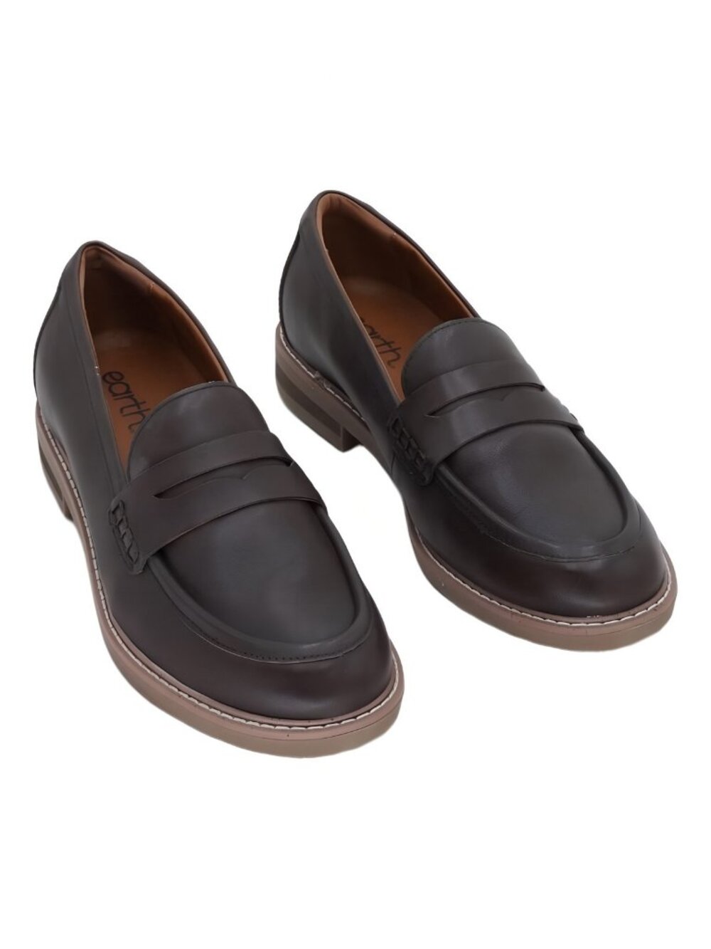 Earth Womens Javas Slip-On Penny Loafers Dark Brown Sz 8M